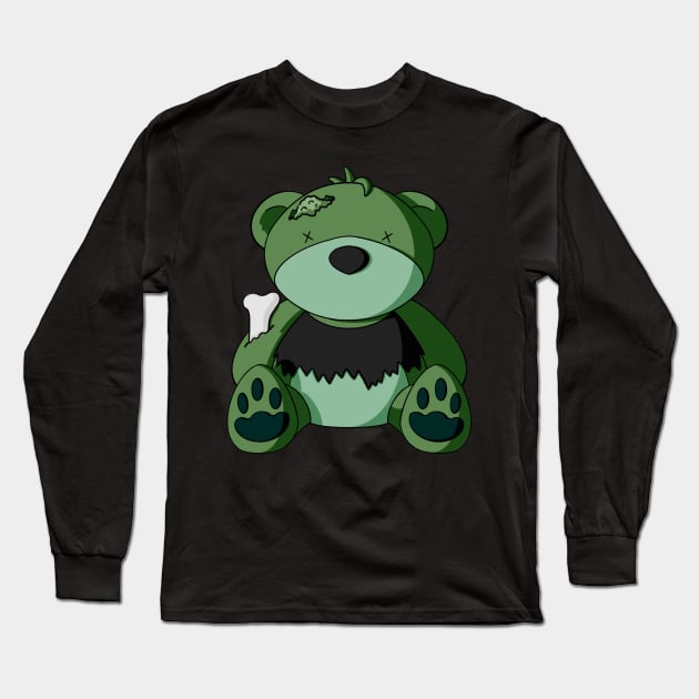 Goth Zombie Teddy Bear Long Sleeve T-Shirt by Alisha Ober Designs